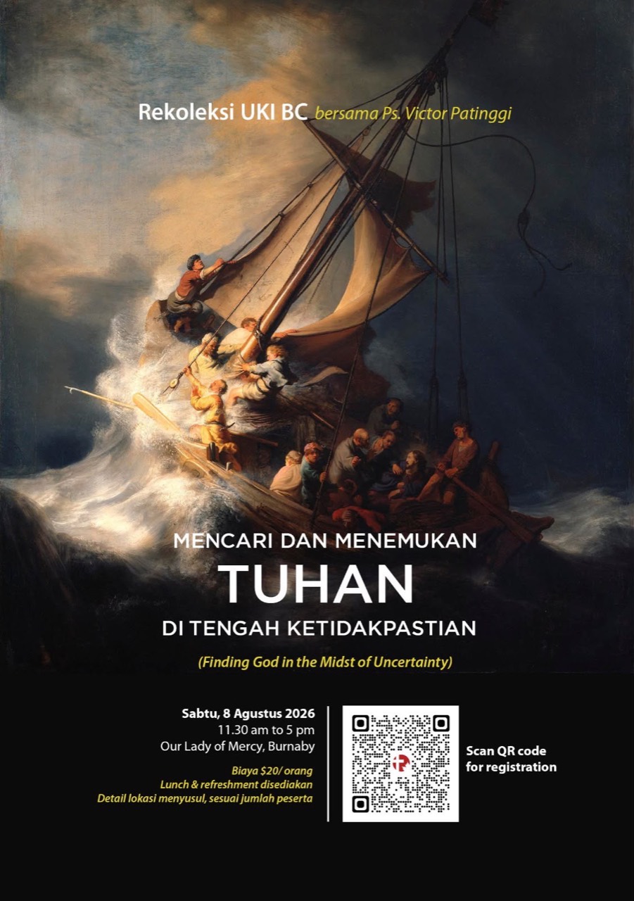 UKI BC retreat poster for Finding God in the Midst of Uncertainty with Ps. Victor Patinggi